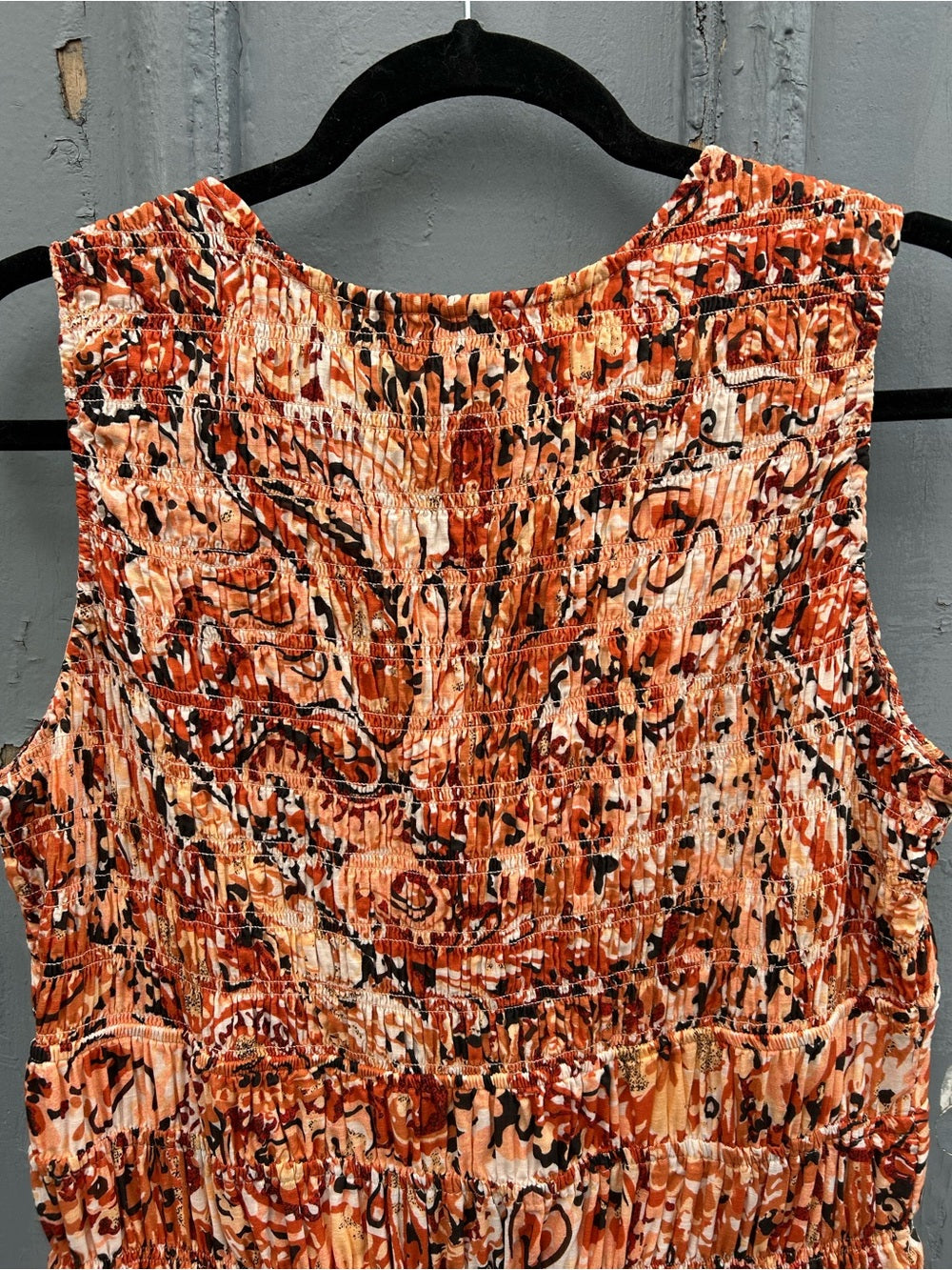 Anthropologie Peregrine Smocked Orange Maxi Dress, Large