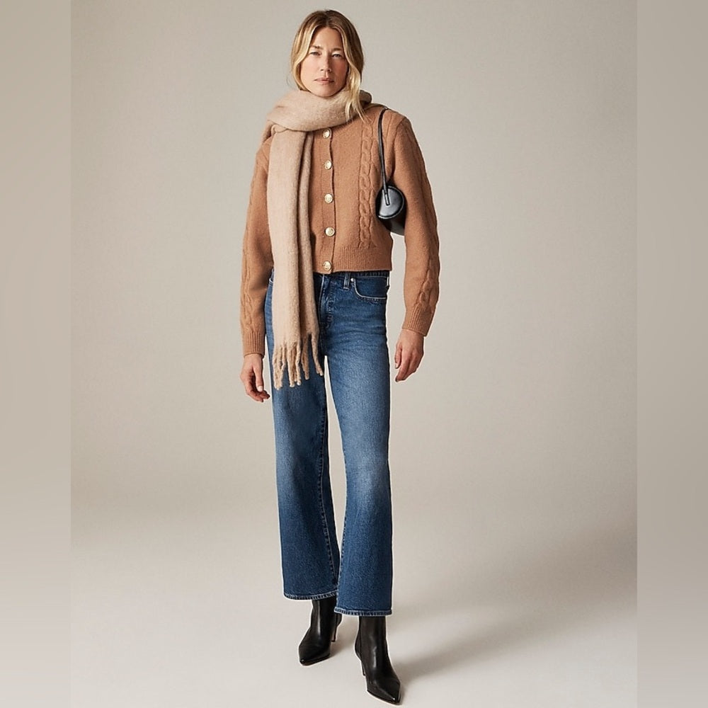 J Crew Caramel Alpaca Merino Button front Cardigan, Small