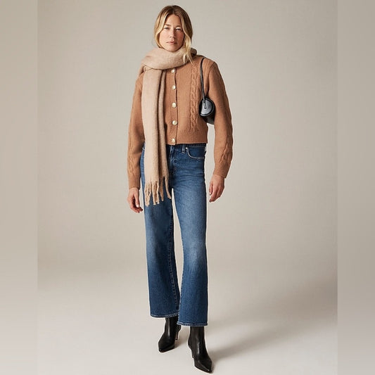 J Crew Caramel Alpaca Merino Button front Cardigan, Small