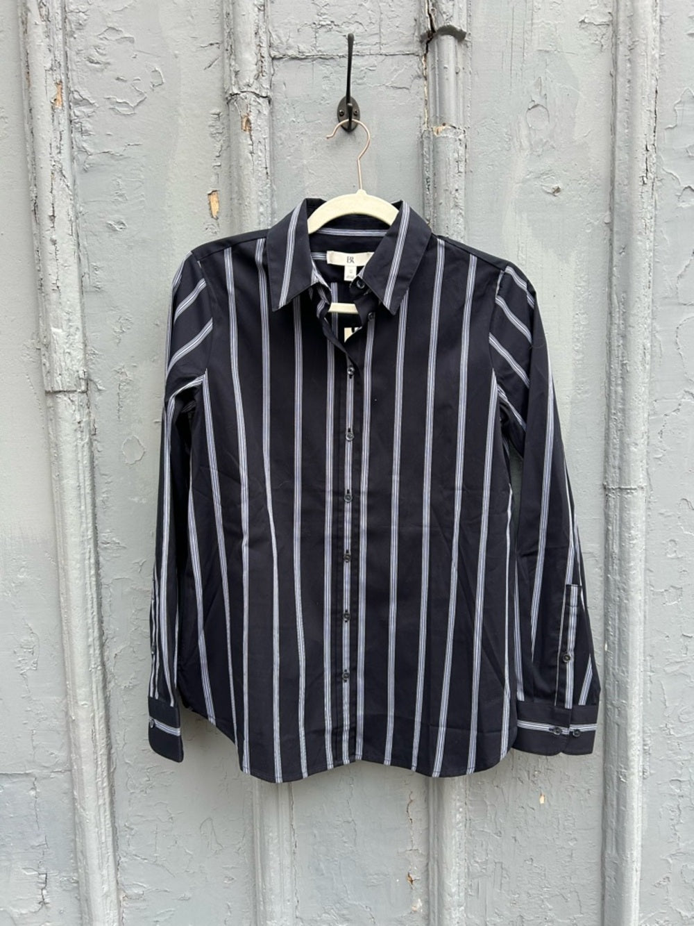 Banana Republic The Perfect Shirt Blue Cotton striped Button-down, BNWT, size XS