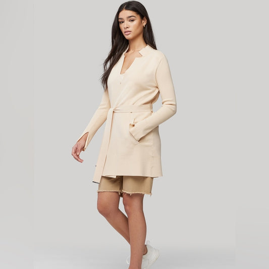 Soia & Kyo Cream Aster Long Wrap Front Cardigan, size M