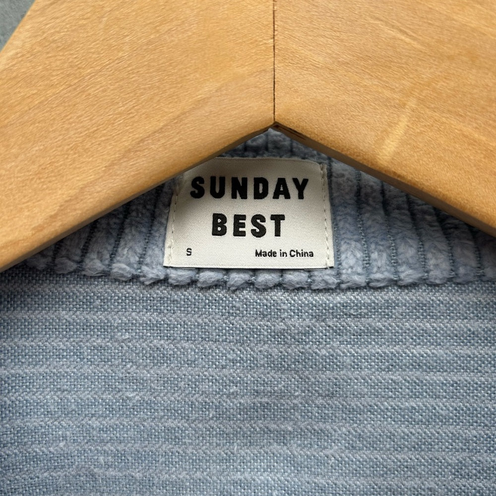 Sunday Best Blue Corduroy Button Down Shirt, size Small