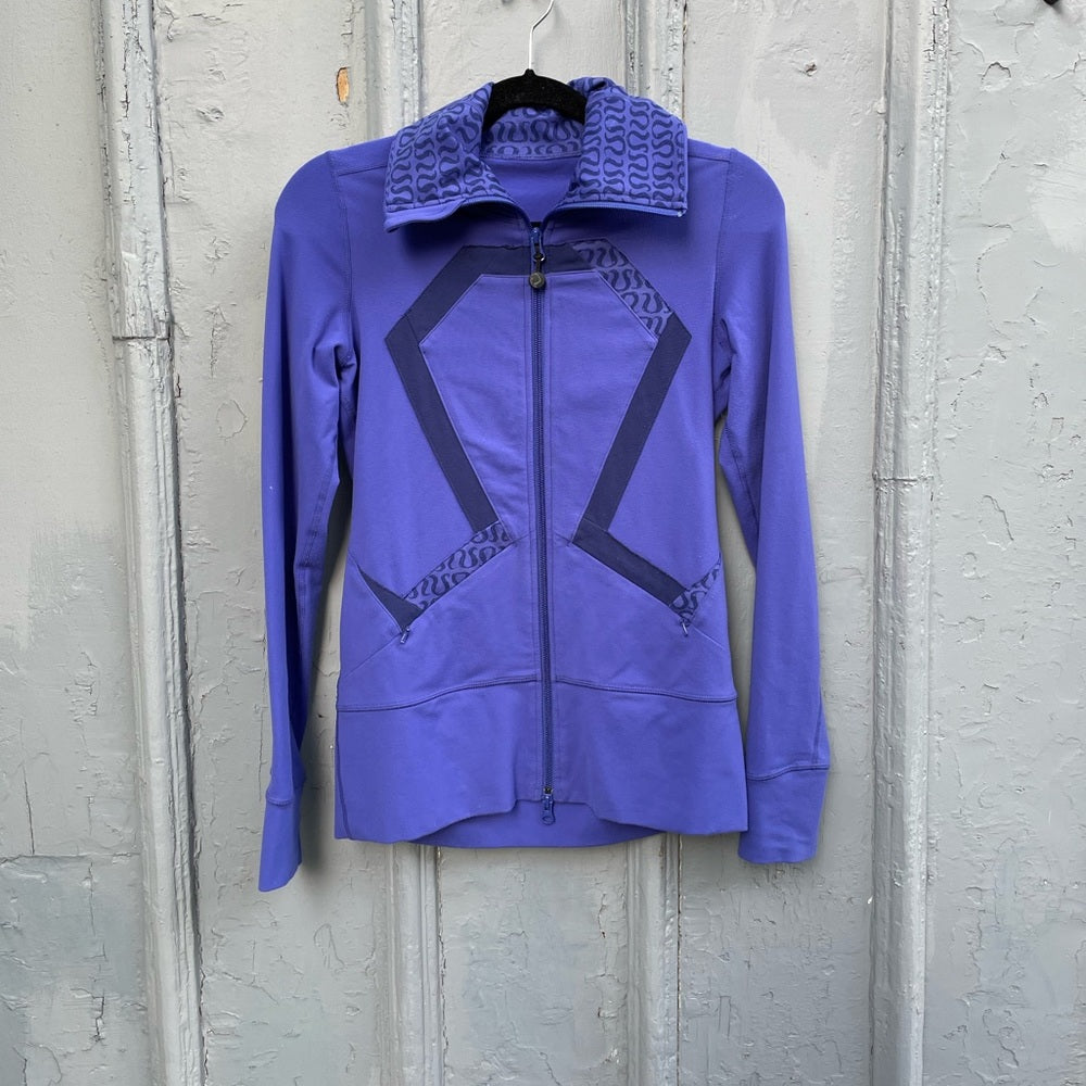 Lululemon Origami Stride Jacket Purple Mini Print, size 4