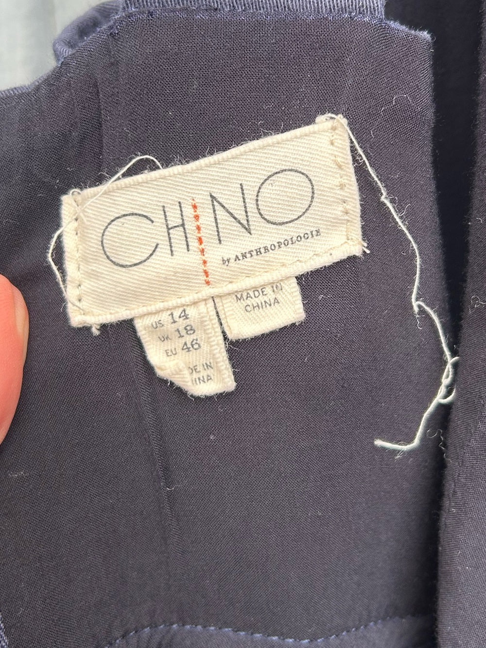 Chino by Anthropologie Navy Boho Wrap Front Wide Leg Jumpsuit, Size 14