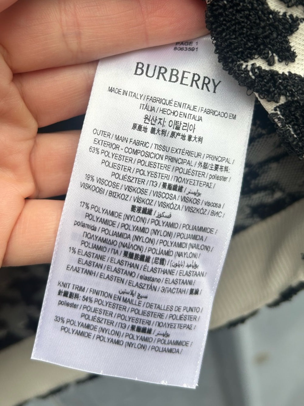 Burberry Exaggerated Houndstooth skirt, size M