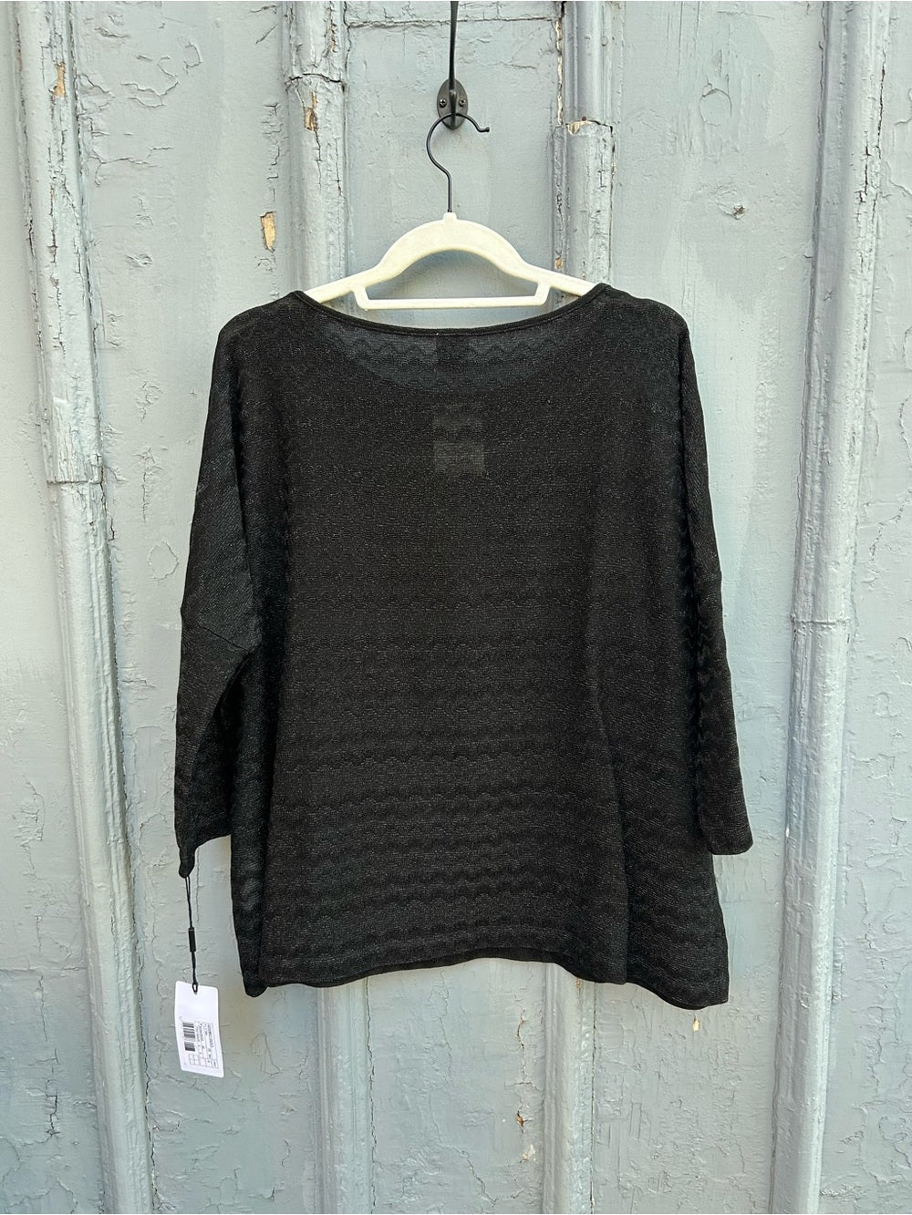 M Missoni Black Metallic Sparkle Lurex Stretch Knit Wave Top, BNWT, Small
