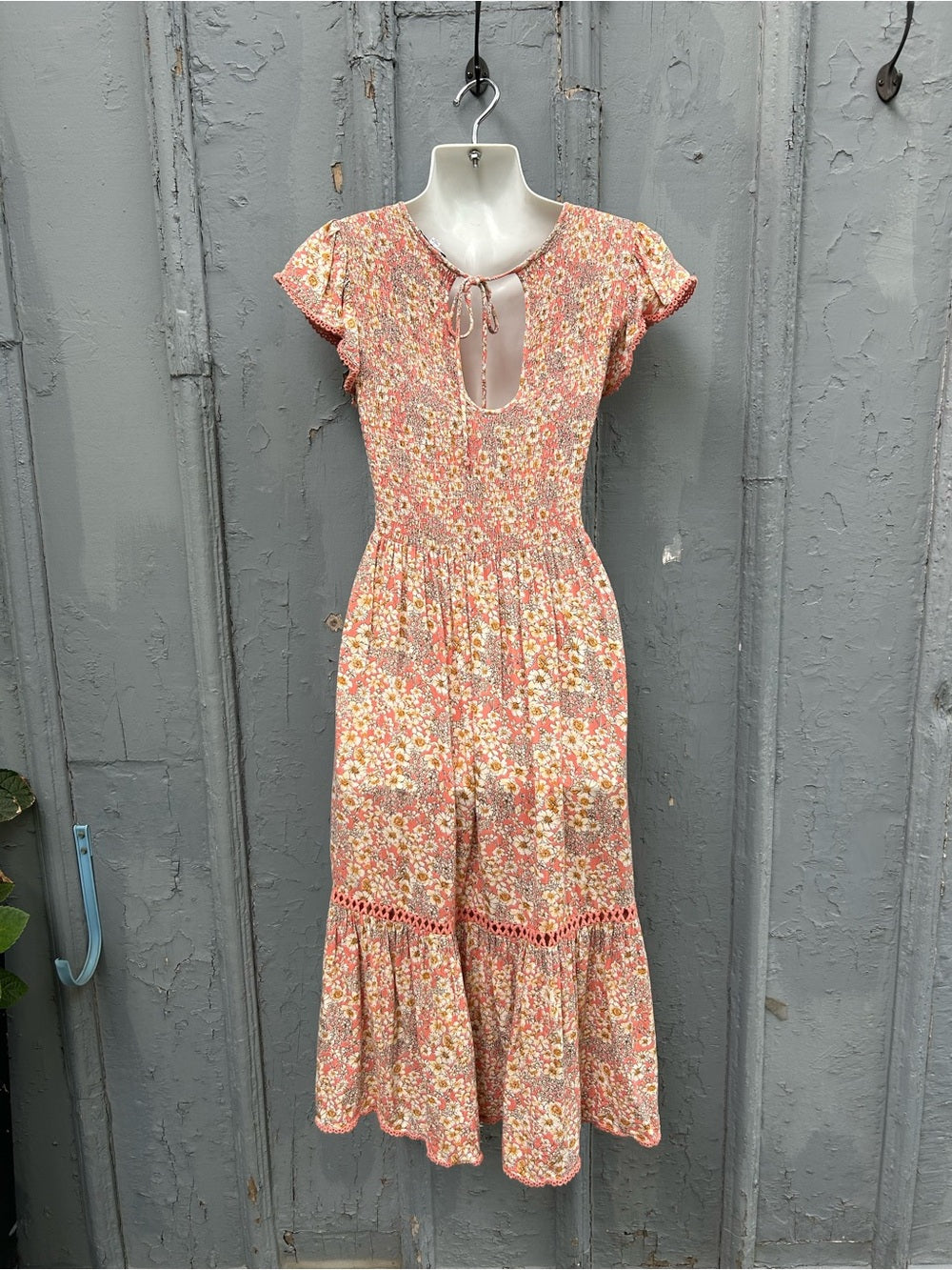 Patrons of Peace Smocked Midi Floral Dress, Small