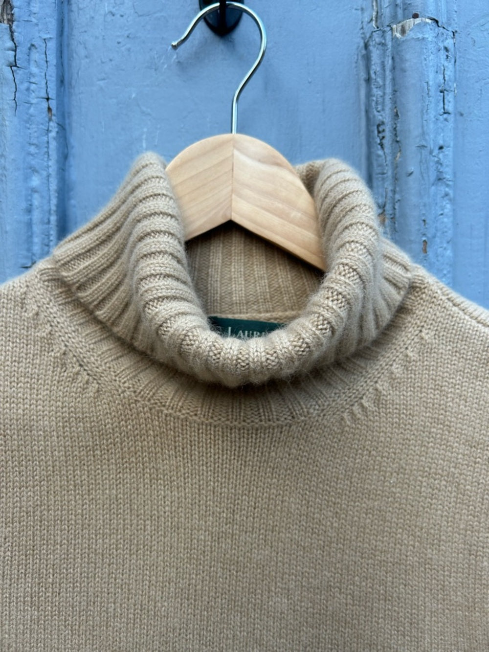 Lauren Ralph Lauren Cashmere Camel Turtleneck Sleeveless Sweater, Small