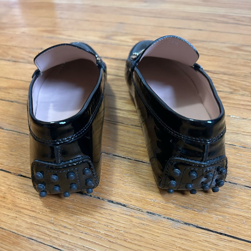 TOD’S Gommino black patent leather loafers, BNWOB, size 37.5