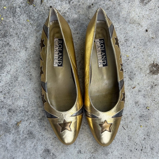 Vintage Roland Cartier Gold stars flats, size 40 (US9)