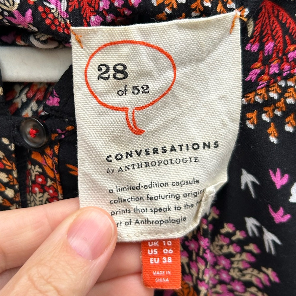 Anthropologie 52 Conversations “Fly the Coop” button-down top, size 6