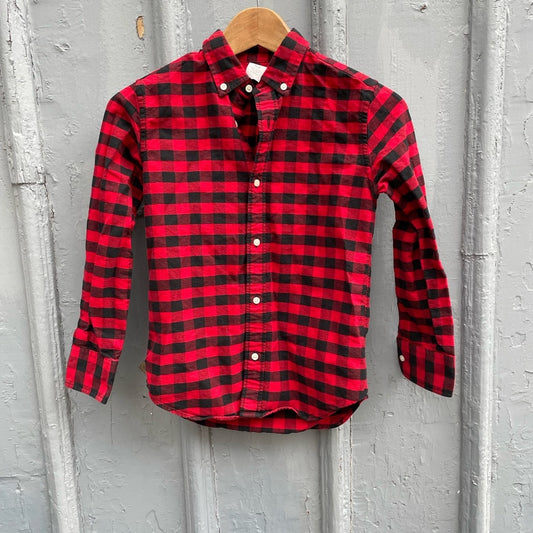 Crew Cuts J.Crew Boys Red Buffalo Check Plaid Long Sleeve Button Down, Size 10