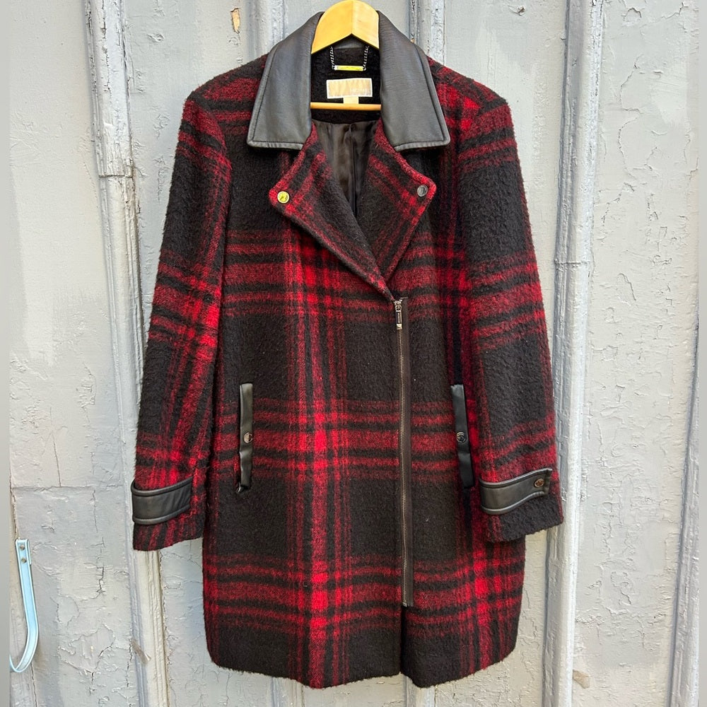 Michael Michael Kors Red Plaid Wool blend Jacket, size XL
