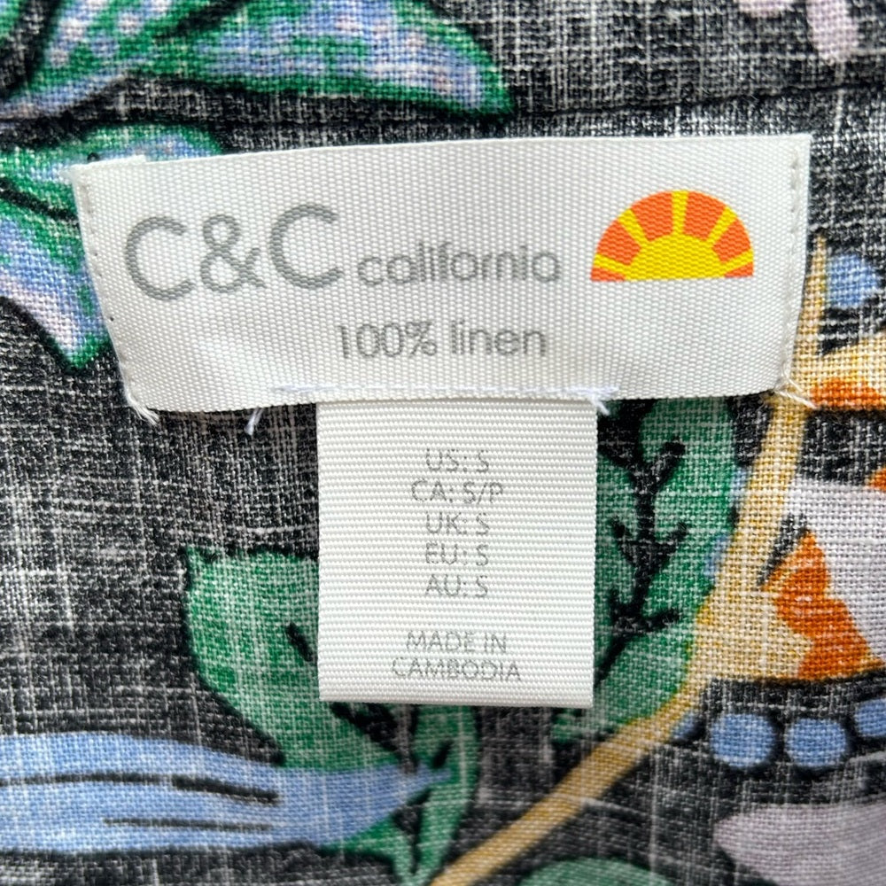 C & C California Linen Floral Blouse, Small