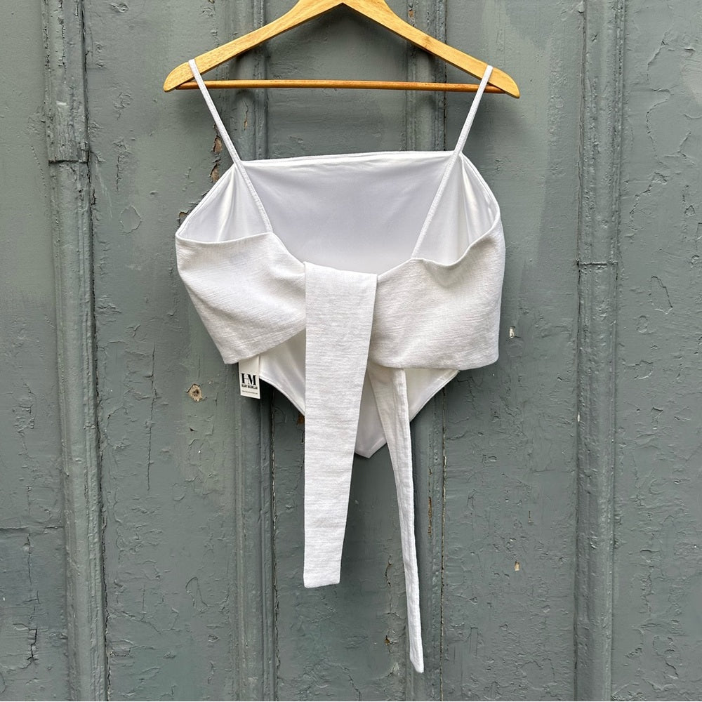 Hilary MacMillan White Linen Blend Handkerchief Tie Tank, BNWT, XL