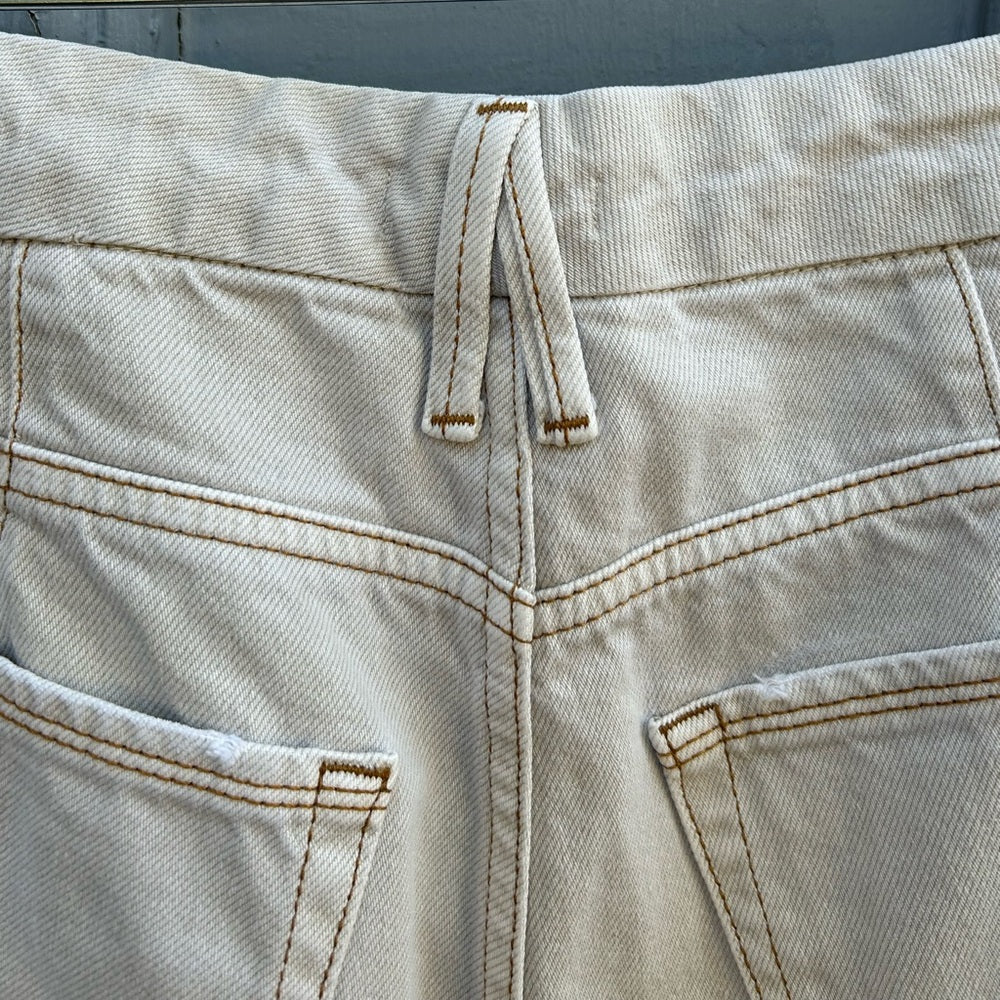 Good American 90’s Icon straight leg bone coloured jeans, size 6/28