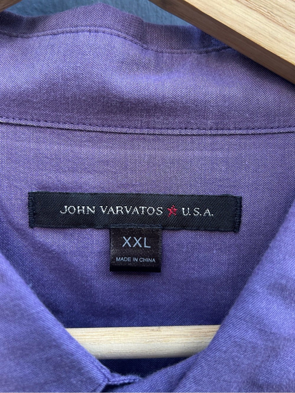 John Varvatos Purple Double Zip Chest Pocket Button-Down Shirt, size XXL