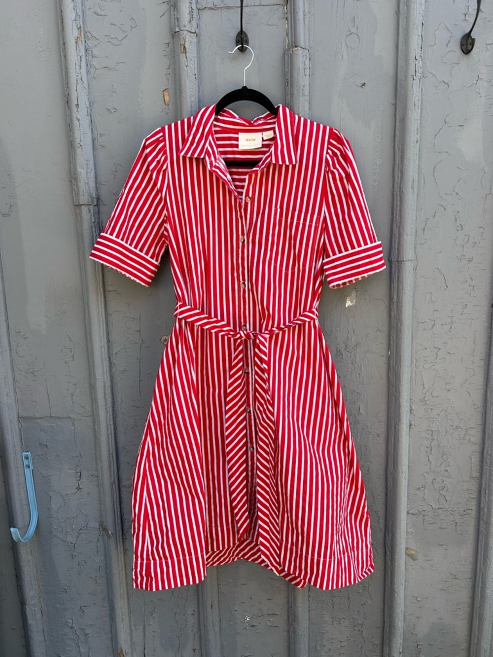 Maeve Red Kiana Striped Shirt dress, size M