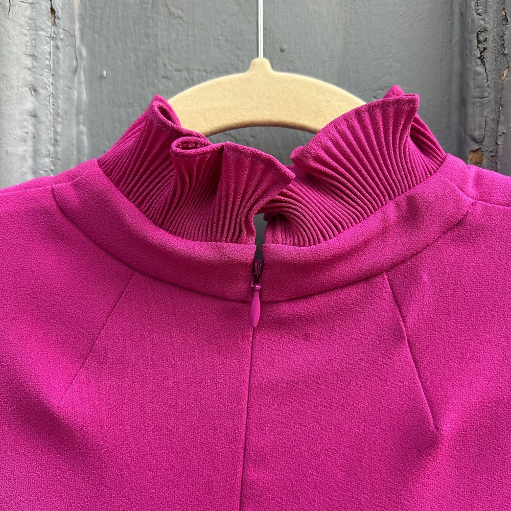 Co collection pink ruffle collar blouse, size S
