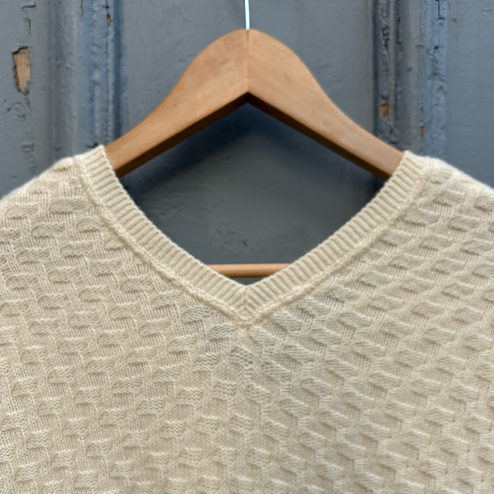 Vince Cashmere & Wool Brick Texture Double V Neck Sweater, size XXS (oversized)