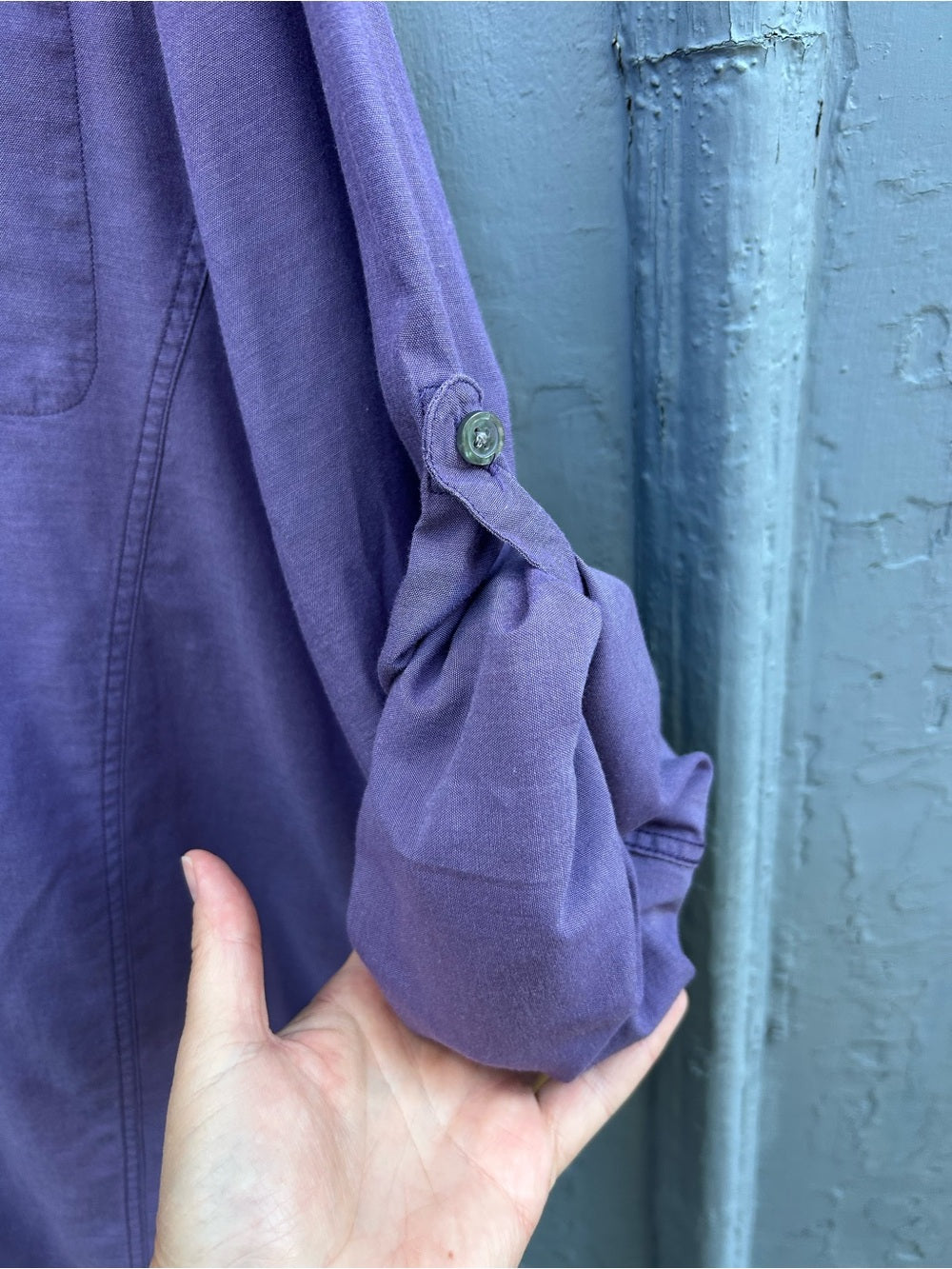 John Varvatos Purple Double Zip Chest Pocket Button-Down Shirt, size XXL