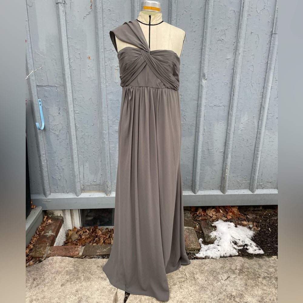 Vera Wang White Collection Charcol Grey Grecian Bridesmaid Dress, size 10