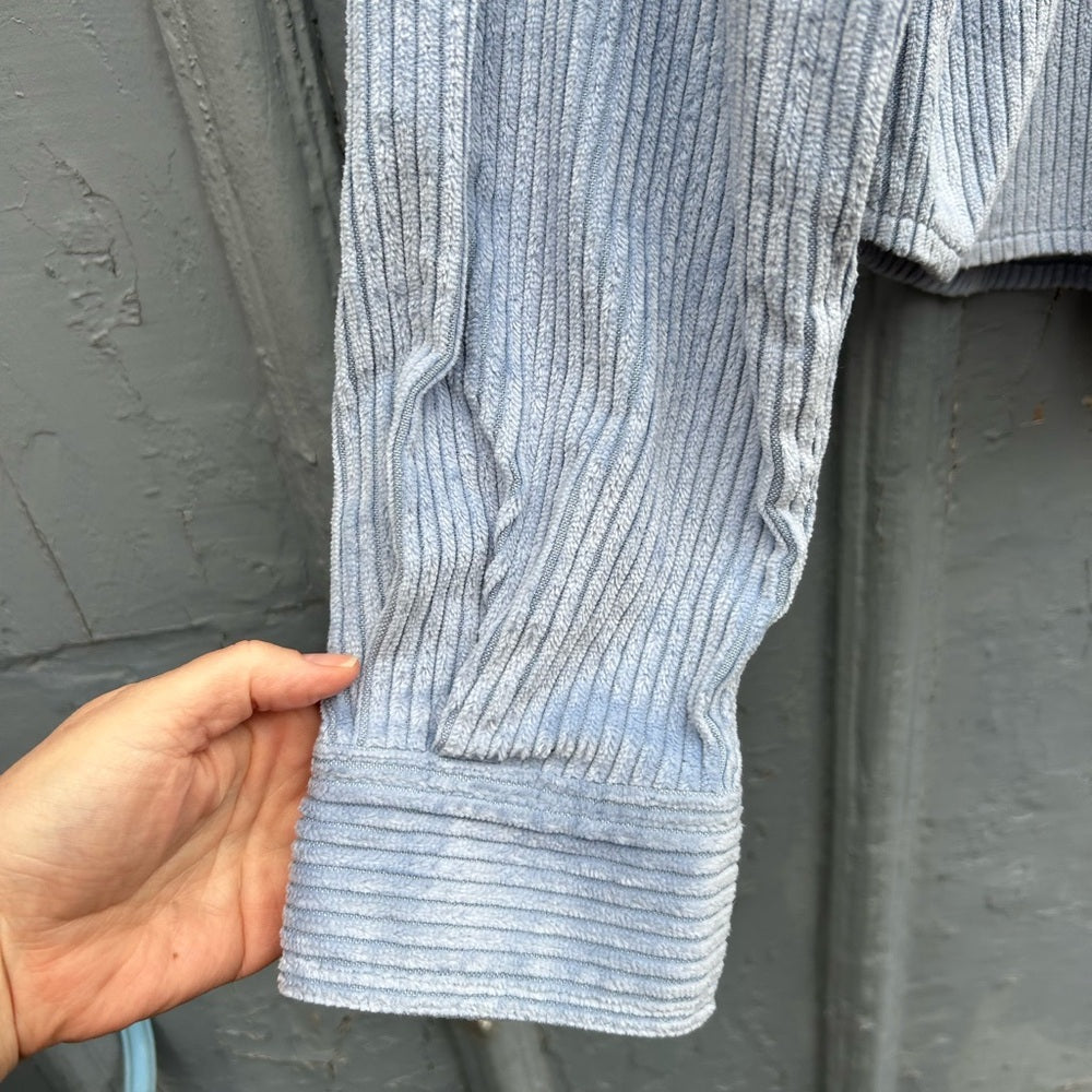 Sunday Best Blue Corduroy Button Down Shirt, size Small