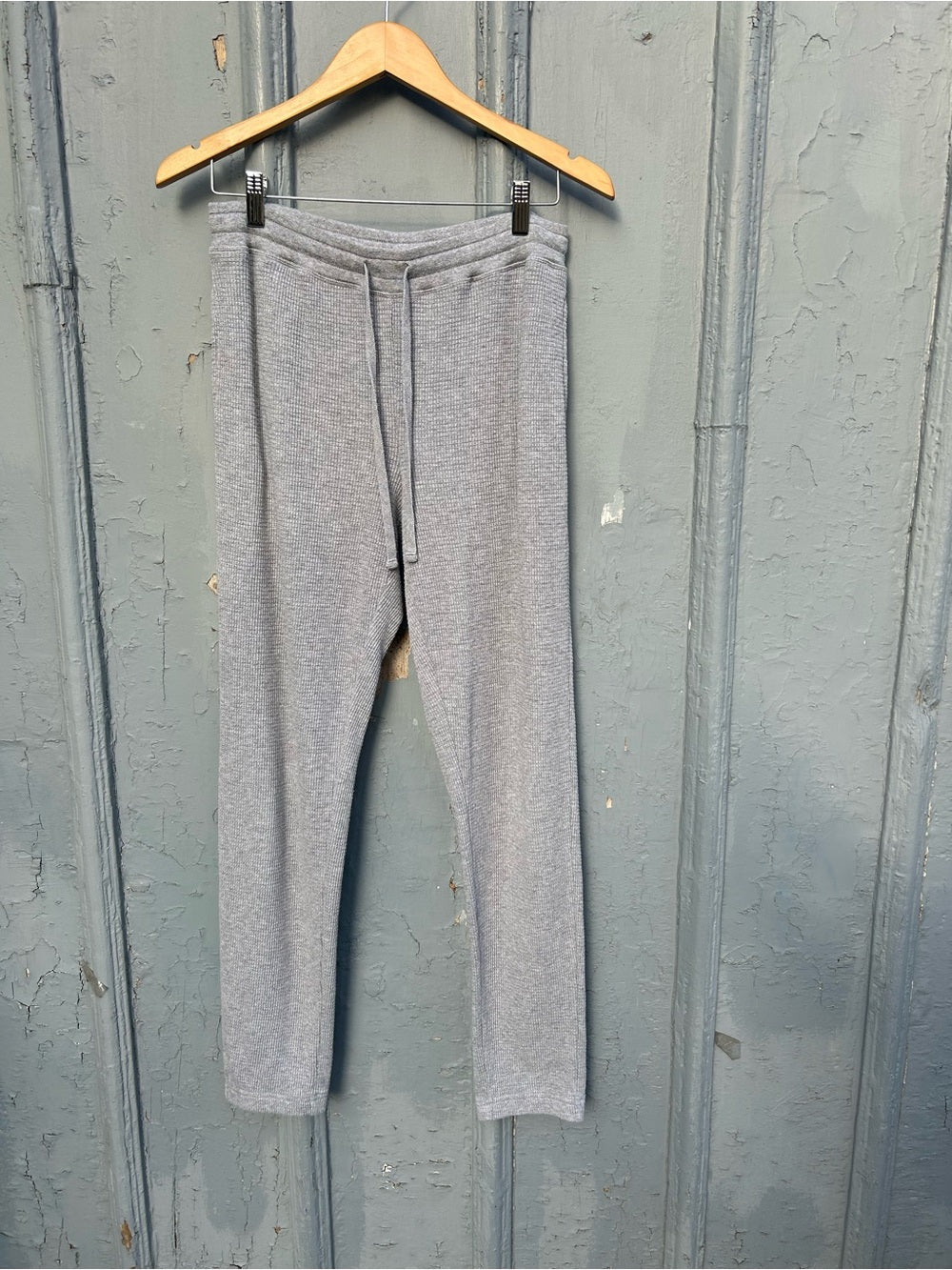 Aritzia TNA Light Grey Cotton Waffle Knit Ankle Jogger Pants Sweatpants, Size M