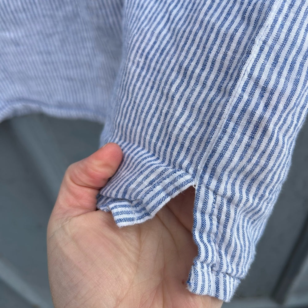 Hartford Alternative Classics Linen Striped Short Sleeve Casey Shirt,“2” (US 6)