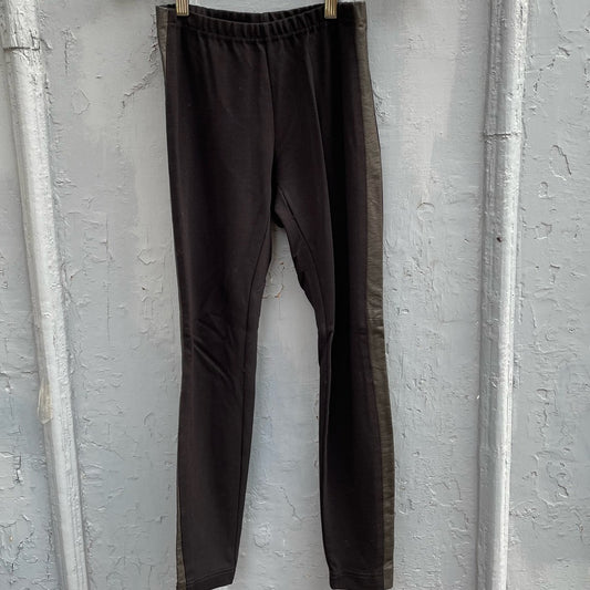 Illia black leather cropped moto leggings Size xs