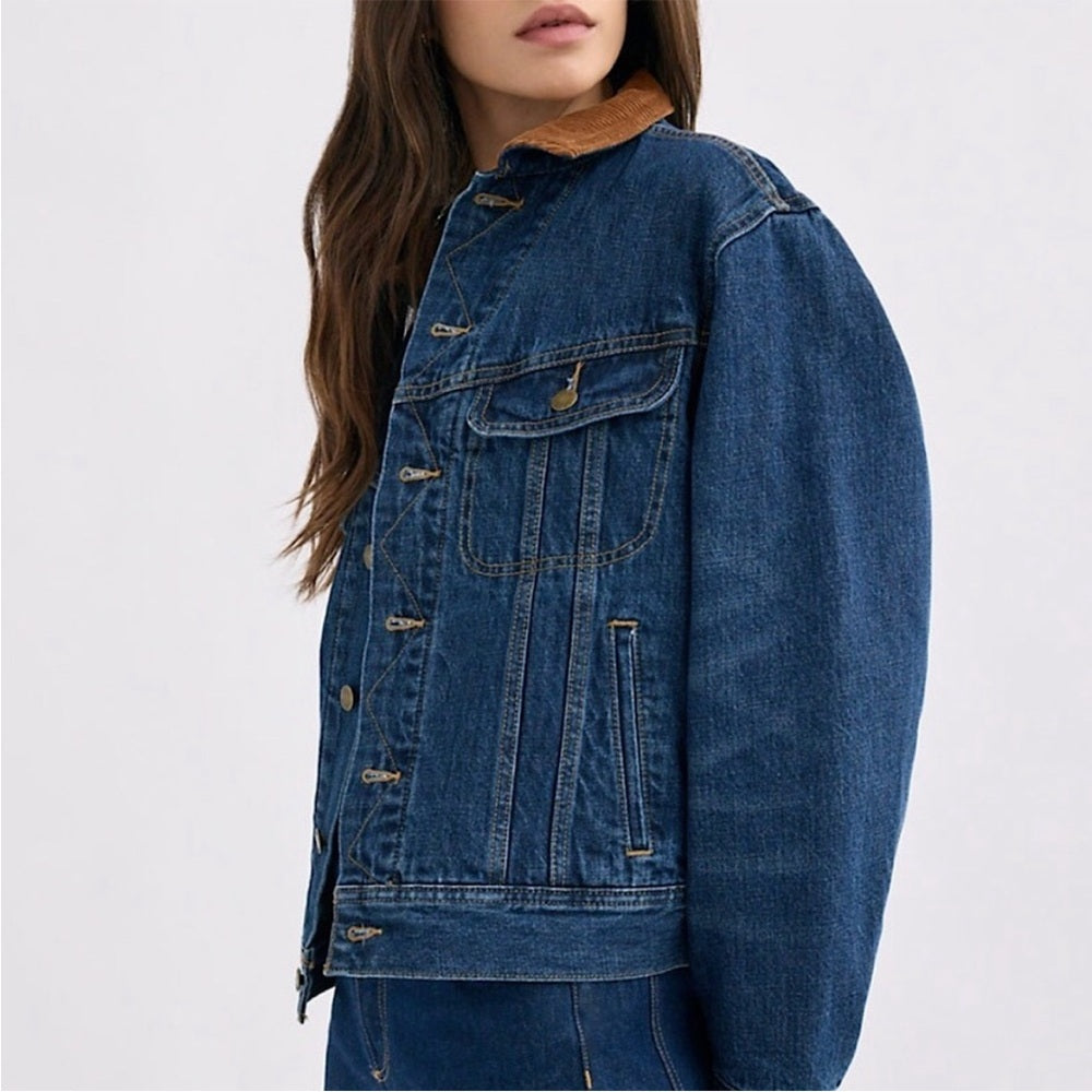 Denim Forum Monroe Storm rider fleece lined jacket, size xs (Oversized)