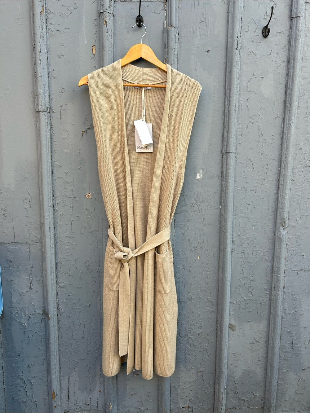 Max Mara Leisure Knitted Wool Waistcoat, BNWT, Taupe, size S