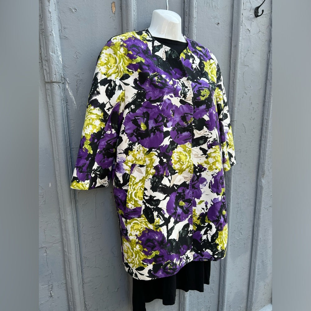 Anne Klein Floral Jacquard Coat, size xs