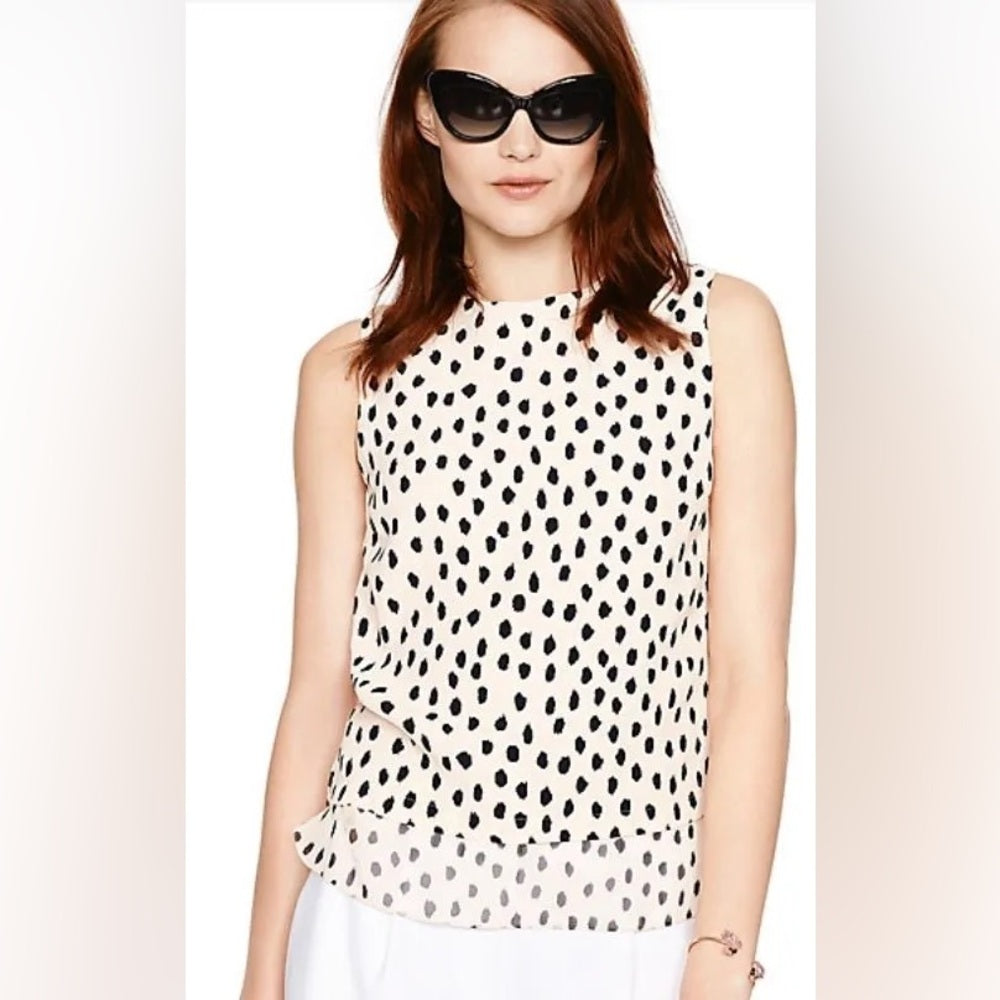 Kate Spade Leopard Dot Silk Blouse, BNWT, size Large