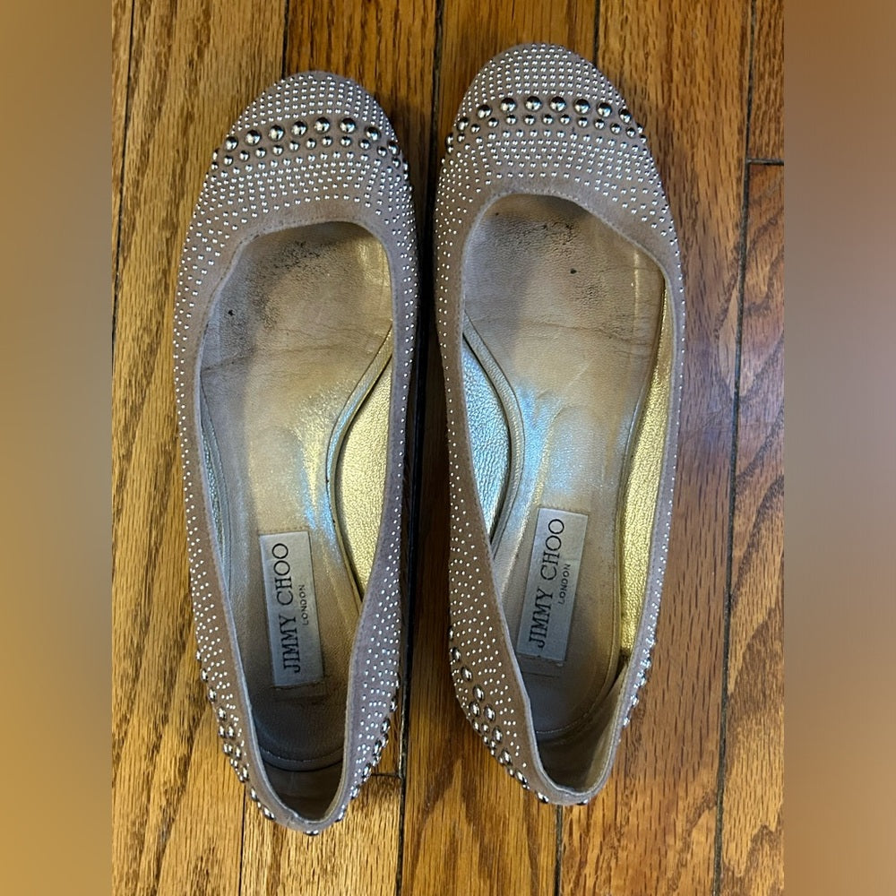 Jimmy Choo Suede Studded Ballet flats, size 37.5