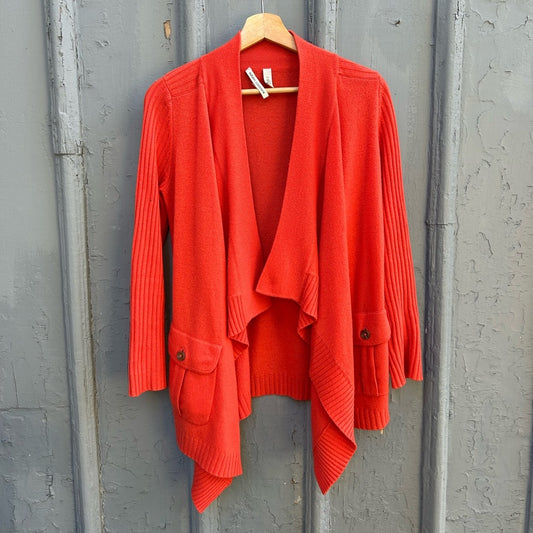 Autumn Cashmere Orange Waterfall Cardigan, size xs