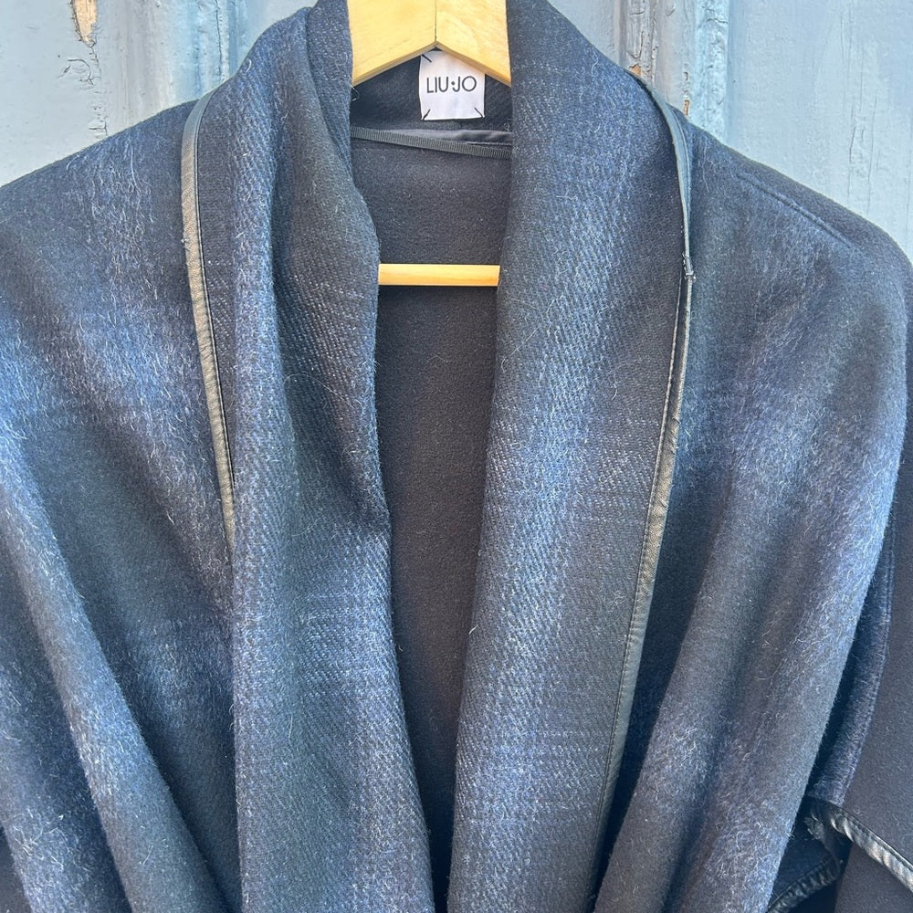 Liu Jo plaid front Wool blend Poncho, One Size