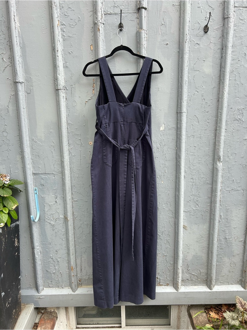 Chino by Anthropologie Navy Boho Wrap Front Wide Leg Jumpsuit, Size 14