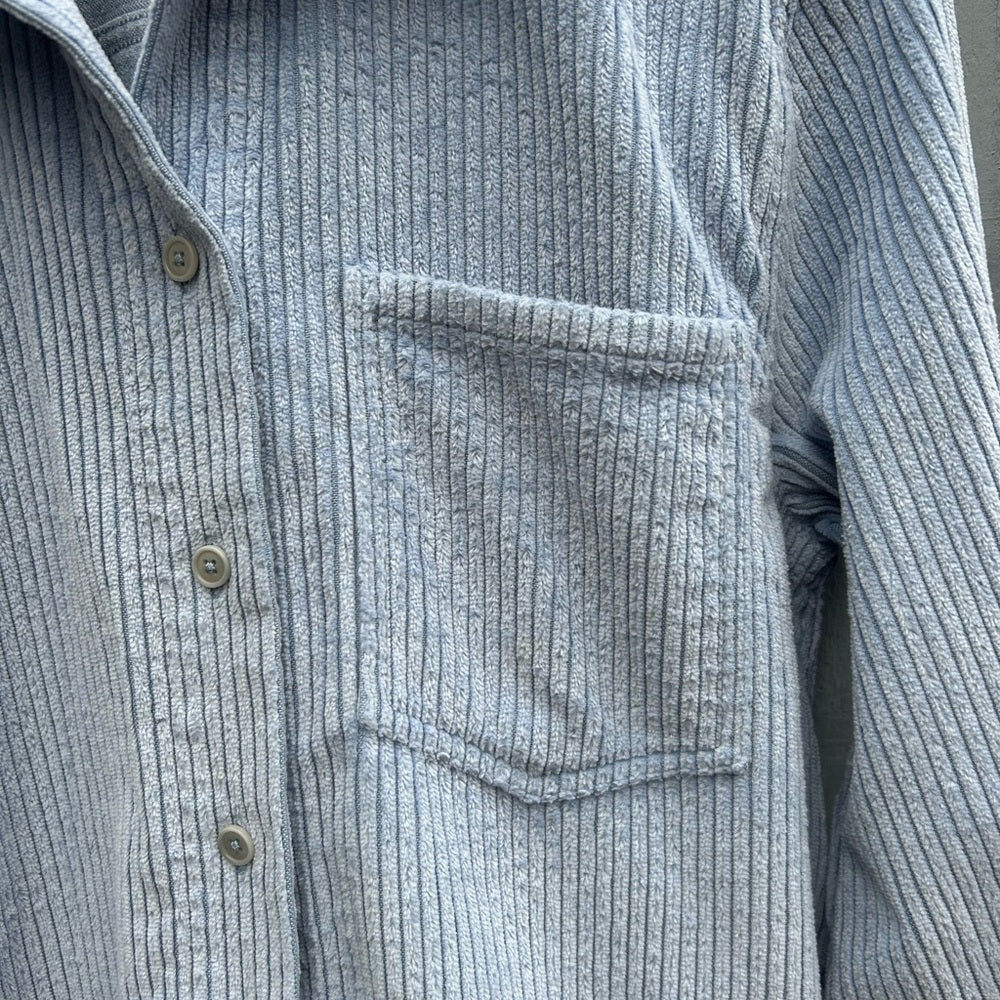 Sunday Best Blue Corduroy Button Down Shirt, size Small