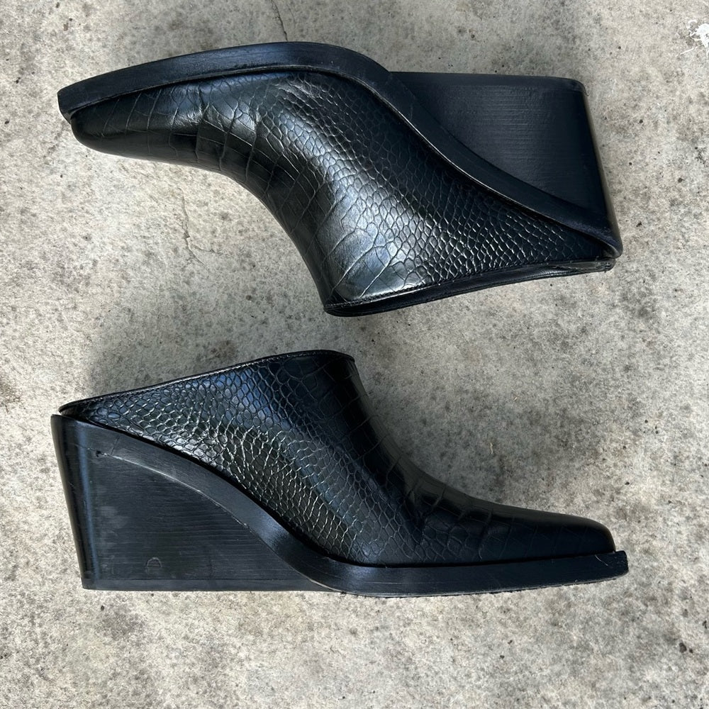 rag & bone Santiago snakeskin slide boots, size 38