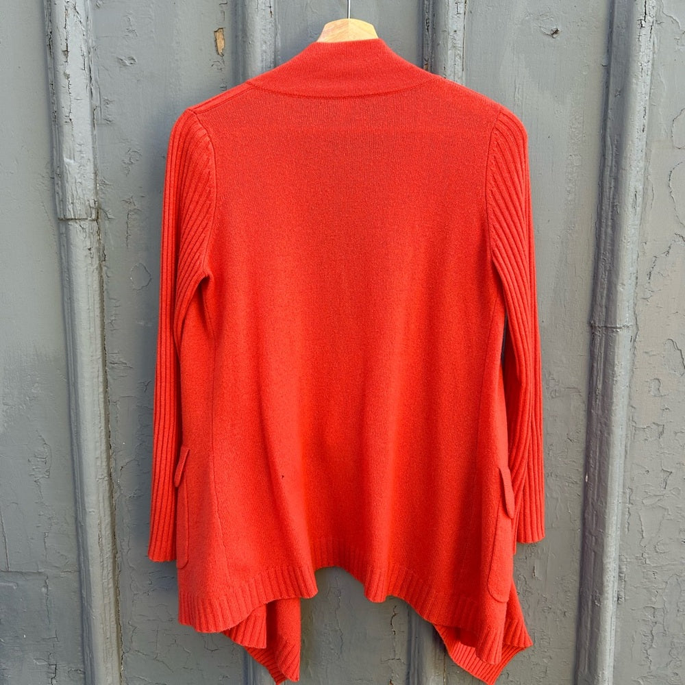 Autumn Cashmere Orange Waterfall Cardigan, size xs