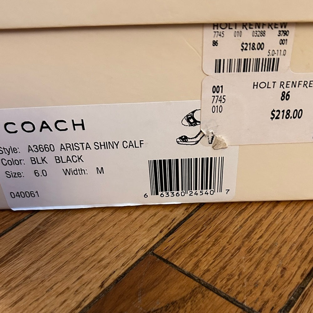 Coach Black Arista Buckle Stacked Heels, size 6