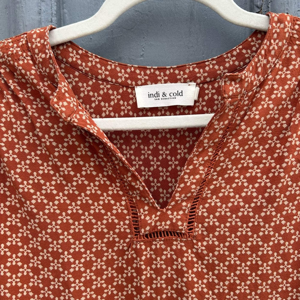 Indi & Cold Burnt Orange Katy Boho Blouse, size M