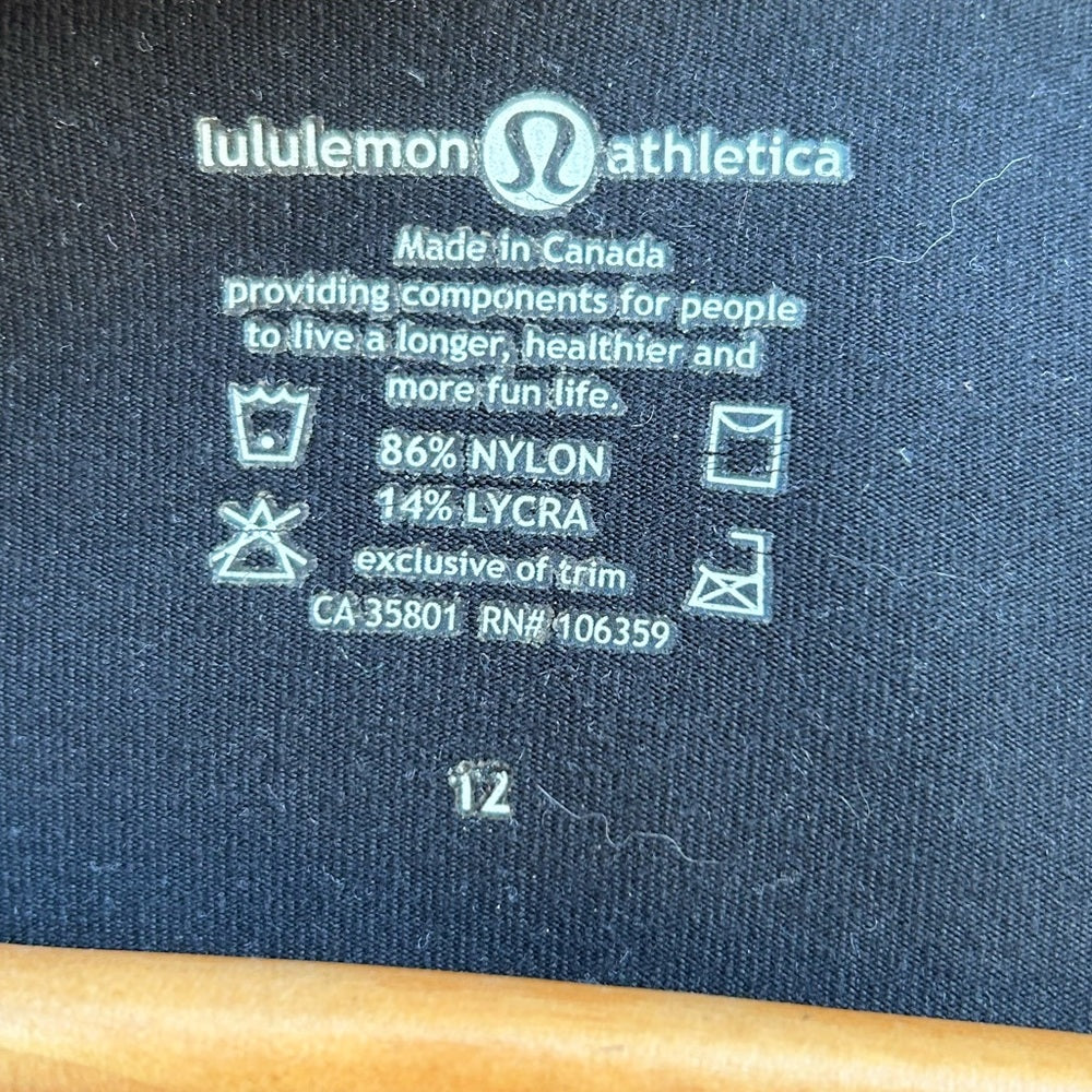 Lululemon Vintage Black Zip Front Jacket, size 12