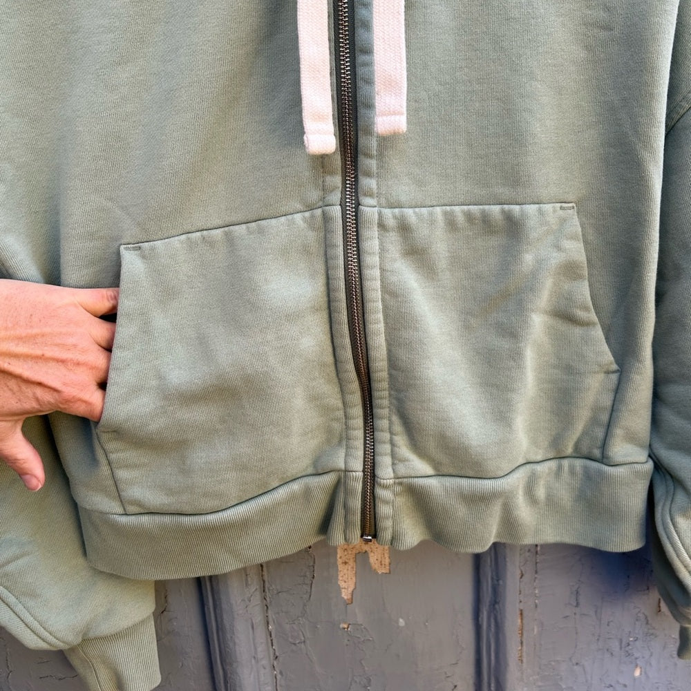 Everlane Seafoam Green The Track Zip Front Crop Hoody, size S