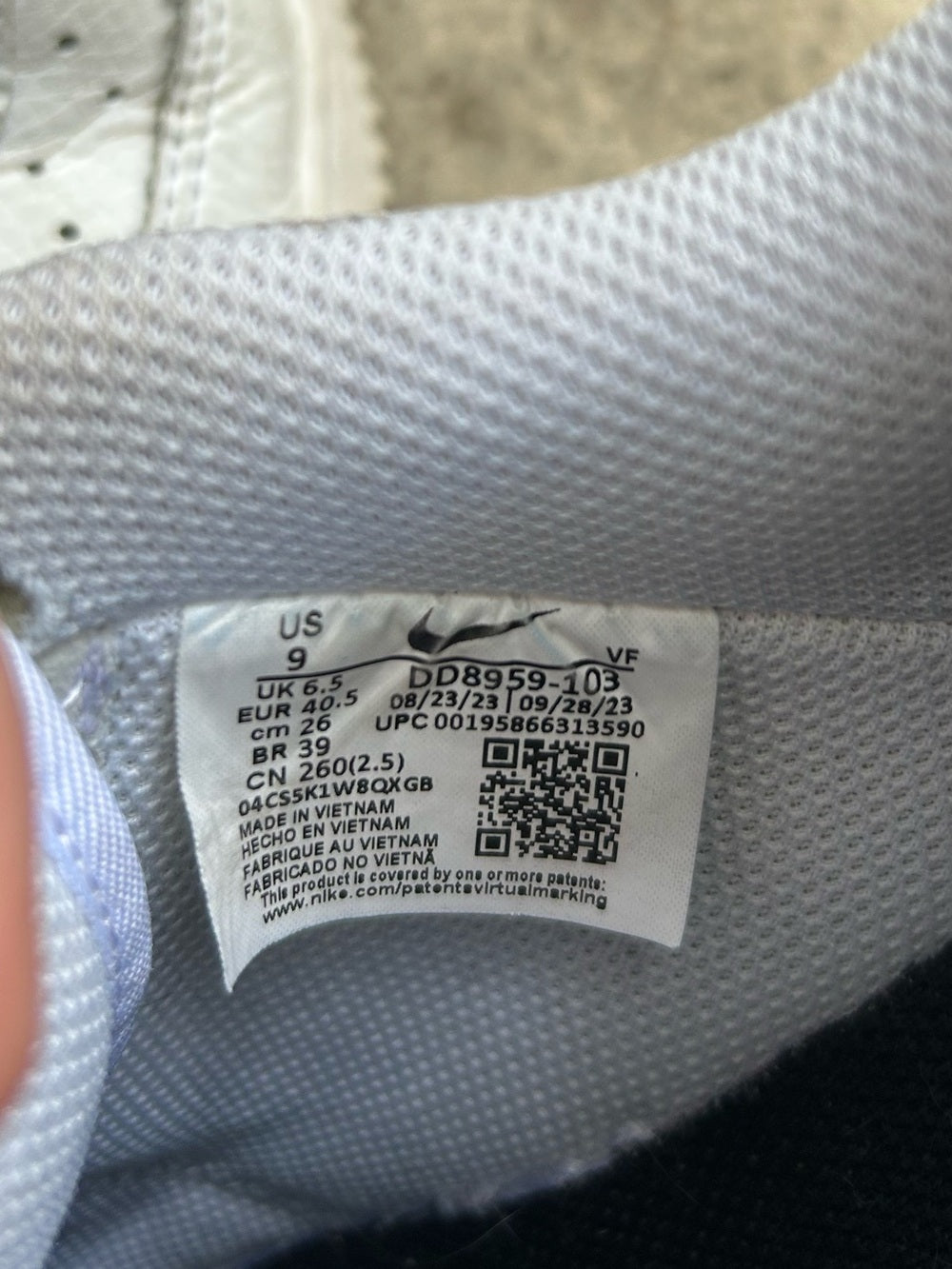 Nike White AF1, W size 9, M size 7