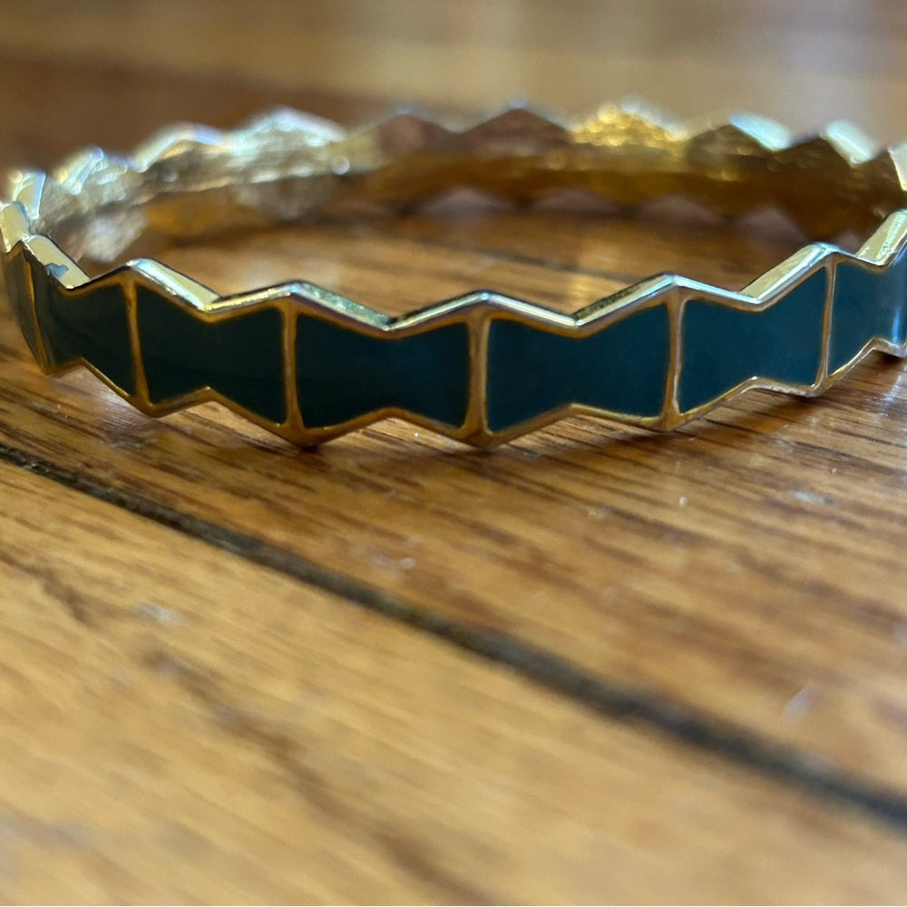 Lanvin Gold Tone Enamel Zig Zag Bracelet