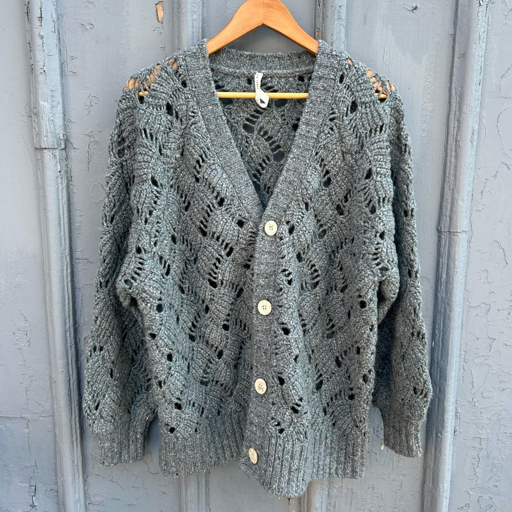 Paper Label Lynn Grey Wool/alpaca Cardigan, size M
