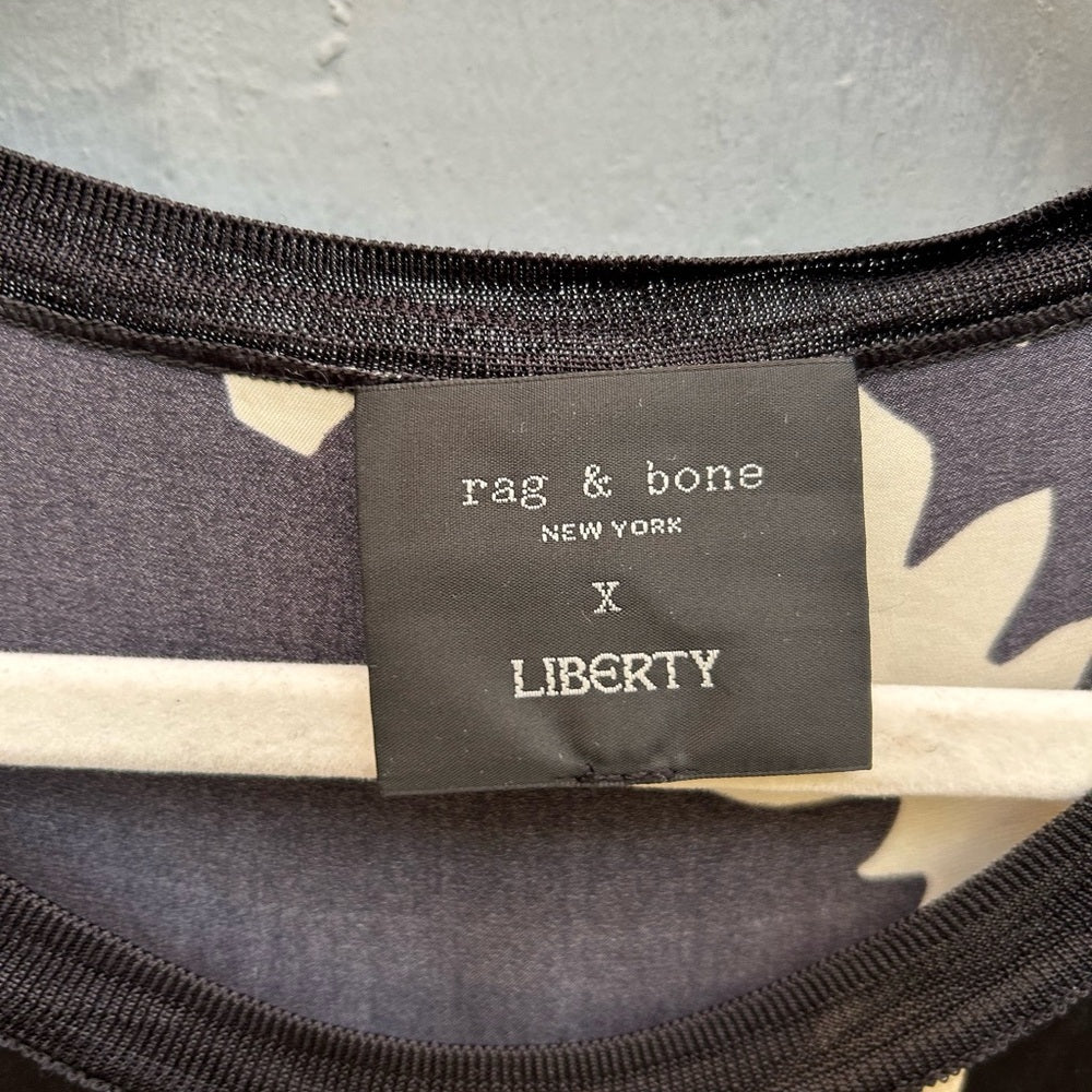 rag & bone x Liberty silk black and white floral sleeveless, size XL