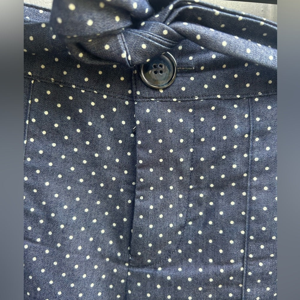 Bergstrom wide leg blue polka dot tie trouser, size 8